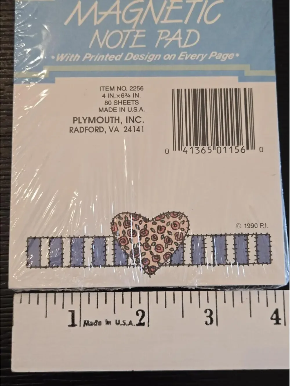 1990 Plymouth Inc Rose Heart Magnetic Note Pad 80 Sheets Sealed